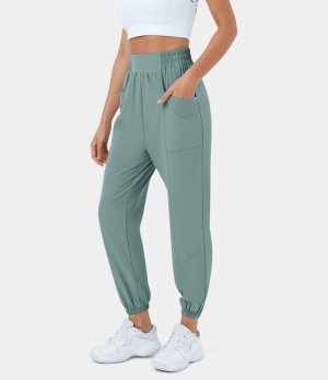 Halara High Waisted Elastic Waistband Side Pocket Plain Casual Women's Jogger Silver Blue | 791365-JLO