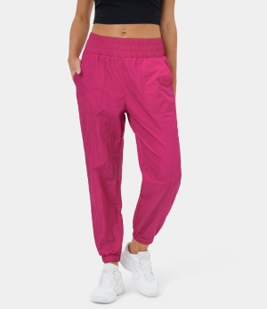 Halara High Waisted Elastic Waistband Side Pocket Dance Women's Jogger Fuchsia Rose | 873519-AWE