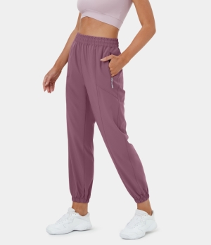 Halara High Waisted Elastic Waistband Side Zip Pocket Casual Women's Jogger Tulipwood | 958360-ZWC