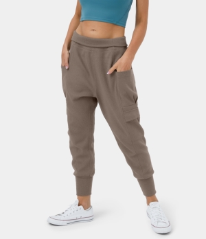 Halara High Waisted Foldover Side Pocket Waffle Harem Dance Cargo Women's Jogger Leafless Tree | 592870-EAI