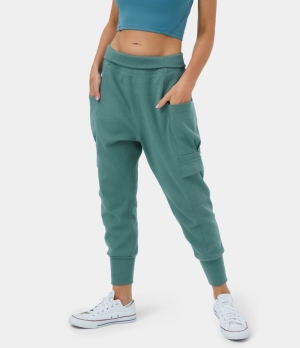 Halara High Waisted Foldover Side Pocket Waffle Harem Dance Cargo Women's Jogger Oil Blue | 927346-CLA