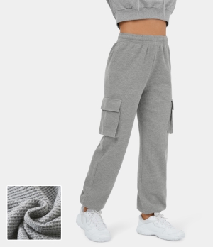Halara High Waisted Inside Drawstring Multiple Pockets Waffle Casual Cargo Women's Jogger Limestone | 846215-GOV