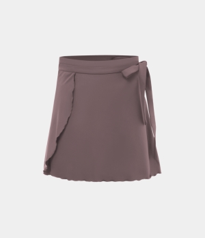 Halara High Waisted Irregular Ruffled Tie Front Wrapped Women's Skirts Stardust Mauve | 486729-XSD