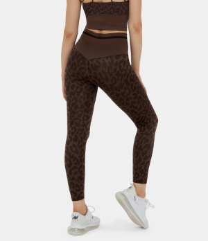 Halara High Waisted Leopard Print Full Length Women's Leggings Coffee | 265190-JWC