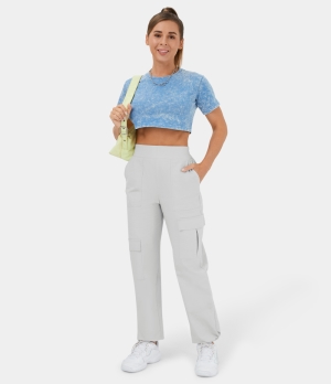 Halara High Waisted Multiple Pockets Drawstring Casual Cargo Women's Jogger Dawn Blue | 780149-BJF