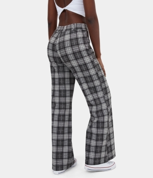 Halara High Waisted Plaid Wide Leg Casual Women's Pants Black Plaid | 964102-HPQ
