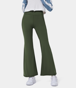 Halara High Waisted Plain Flare Women's Pants Gallery Green | 360579-QFL