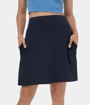 Halara High Waisted Pocket Split 2-in-1 A Line Golf Women's Skirts Deep Dark Blue | 281590-YQW