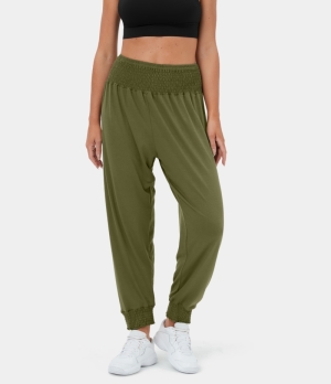 Halara High Waisted Shirred Yoga Women's Jogger Grey Green | 532648-ALN