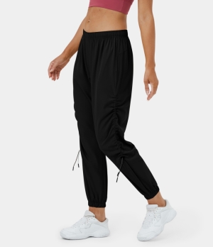 Halara High Waisted Side Drawstring Cut Out Pocket Dance Women's Jogger Black | 548107-LKT