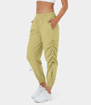 Halara High Waisted Side Drawstring Cut Out Pocket Dance Women's Jogger Shadow Green | 685913-MSA