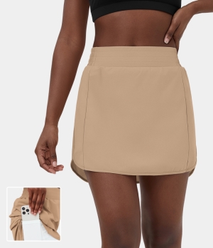 Halara High Waisted Side Pocket 2-in-1 Mini Golf Women's Skirts Mellow Buff | OLBXWRF-29