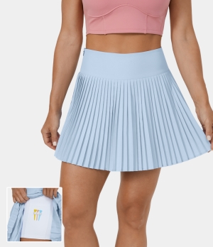 Halara High Waisted Side Pocket 2-in-1 Pleated Golf-Golf Tee Pocket Women's Skirts Ice Water | FUTPCWH-13
