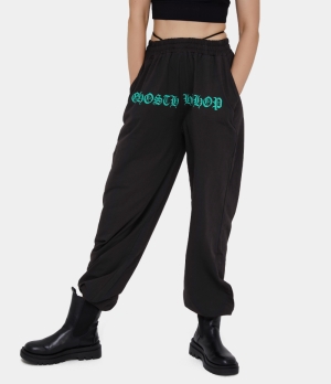 Halara High Waisted Side Pocket Letter Print Women's Jogger Black | 568412-CBP