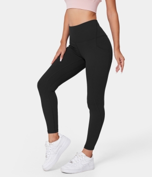 Halara High Waisted Side Pocket Plain 7/8 Women's Leggings Black | 263814-FSK