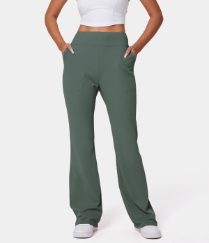 Halara High Waisted Side Pocket Plain Flare Women's Leggings Shadow Blue | 328056-LQH