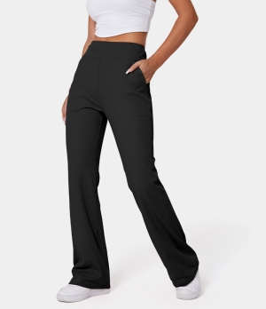 Halara High Waisted Side Pocket Plain Flare Women's Leggings Black | 346198-CJZ