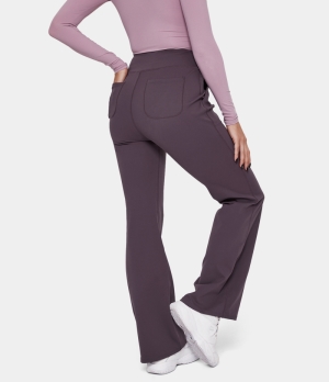 Halara High Waisted Side Pocket Plain Flare Women's Leggings Dark Plum | 349581-CAZ