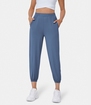 Halara High Waisted Side Pocket Plain Women's Pants Maya Blue | 132768-YWQ