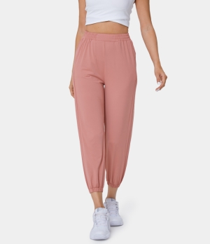 Halara High Waisted Side Pocket Plain Women's Pants Candy Pink | 320856-JMK