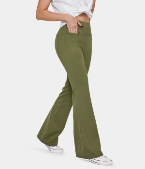 Halara High Waisted Side Pocket Plain Women's Pants Moss Green | 826753-ZPM