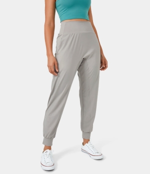 Halara High Waisted Side Pocket Plain Yoga Women's Pants Koala Grey | 503742-OZD