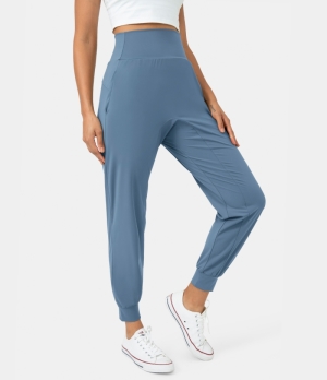 Halara High Waisted Side Pocket Plain Yoga Women's Pants Blue Grey | 903652-FVB