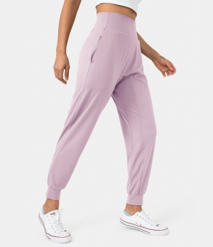 Halara High Waisted Side Pocket Plain Yoga Women's Pants Iris Purple | 960235-JXZ