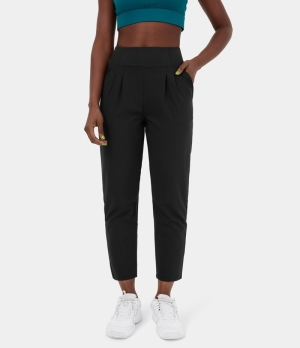 Halara High Waisted Side Pocket Plicated Casual Women's Pants Black | 045276-KVI