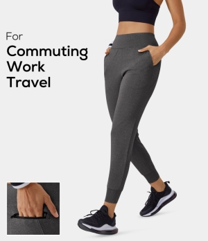 Halara High Waisted Side Pocket Plus Back Zipper Pocket Commute Women's Jogger Grayish Black | 503148-ZMS