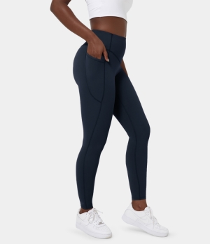 Halara High Waisted Side Pocket Shaping Training 7/8 Women's Leggings Oxford Blue | 524986-FGD