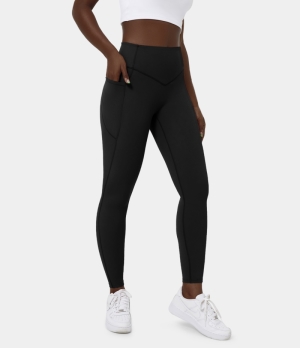 Halara High Waisted Side Pocket Shaping Training 7/8 Women's Leggings Black | 918635-JBA