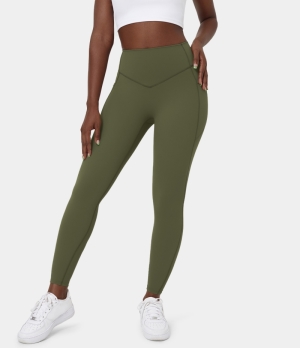 Halara High Waisted Side Pocket Shaping Training 7/8 Women's Leggings Winter Moss | 940213-FTI