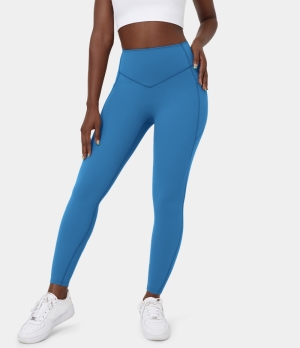 Halara High Waisted Side Pocket Shaping Training 7/8 Women's Leggings Pacific Coast | 950173-RUE