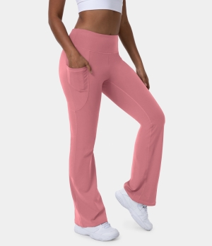 Halara High Waisted Side Pocket Slight Flare Women's Leggings Lilac Pink | 471856-XBR