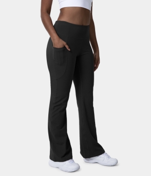 Halara High Waisted Side Pocket Slight Flare Women's Leggings Black | 679384-RZO