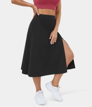 Halara High Waisted Side Pocket Split Midi Casual Women's Skirts Black | 342986-DHV