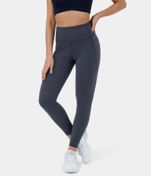 Halara High Waisted Side Pocket Training 7/8 Women's Leggings Blue Nights | 584301-DUB