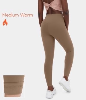 Halara High Waisted Side Waistband Pocket Fleece Casual Women's Leggings Thrush | 469852-MID