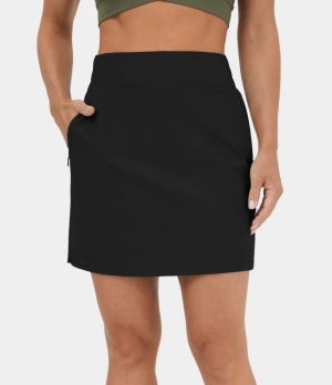 Halara High Waisted Side Zip Pocket 2-in-1 Mini Casual Women's Skirts Black | 260591-IGA