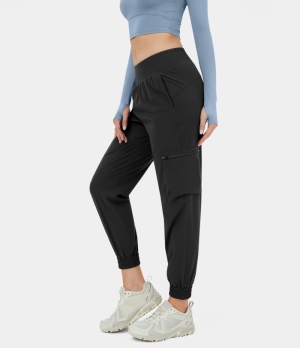 Halara High Waisted Side Zip Pocket Casual Cargo Women's Jogger Black | 760532-IHT