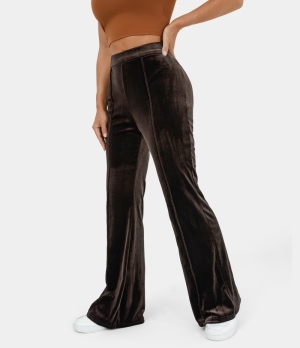 Halara High Waisted Side Zipper Flare Velvet Casual Women's Pants Molé | 290548-KZH
