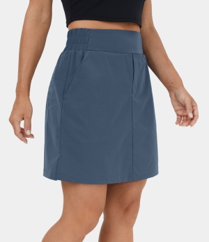 Halara High Waisted Zip Pocket Split Hem 2-in-1 Mini Golf Women's Skirts Ensign Blue | 534061-WYN