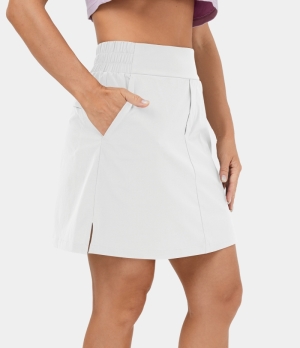 Halara High Waisted Zip Pocket Split Hem 2-in-1 Mini Golf Women's Skirts White | 549682-PSN