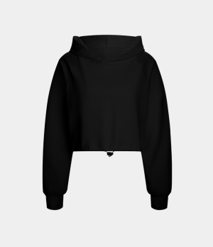 Halara Hooded Drawstring Contrast Mesh Cropped Yoga Sports Sweatshirt Women's Tops Black | WZGTUQO-84