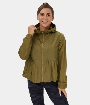 Halara Hooded Zipper Side Pocket Sheer Casual Jacket Women's Tops Plantation | JUTDHKA-45
