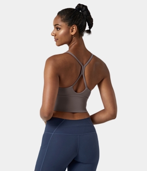 Halara In My Feels Backless Crisscross Cut Out Cropped Cami Women's Tops Quail | BQTIFWA-70