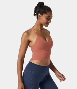 Halara In My Feels Backless Crisscross Cut Out Cropped Cami Women's Tops Langoustino | LWHBXDN-32