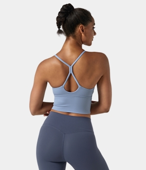 Halara In My Feels Backless Crisscross Cut Out Cropped Cami Women's Tops Lavender Lustre | MRONJEZ-58