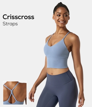 Halara In My Feels Backless Crisscross Cut Out Cropped Cami Women's Tops Lavender Lustre | SYPZGEA-14